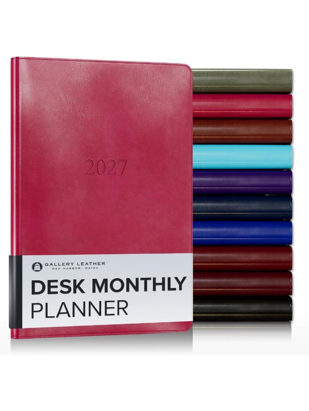 Stylish Leather Desk Monthly Planner 2026-2027 | Acadia Wild Rose Design
